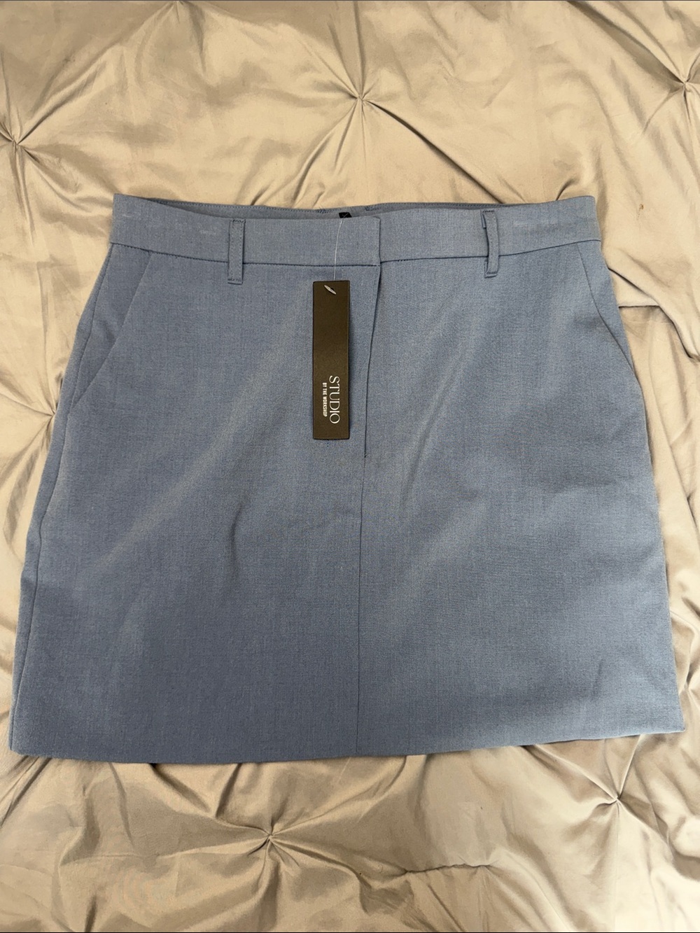 Studio Dusty Blue Straight Mini Skirt - Large